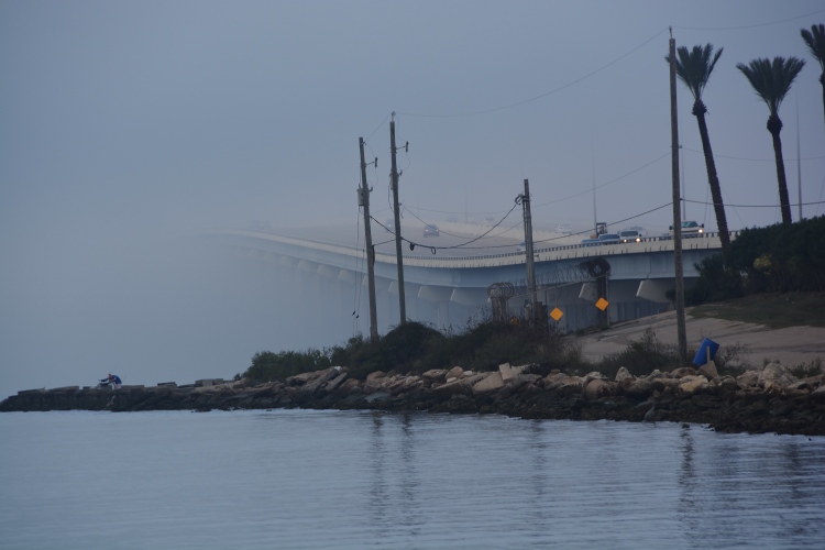 galveston waters in fog